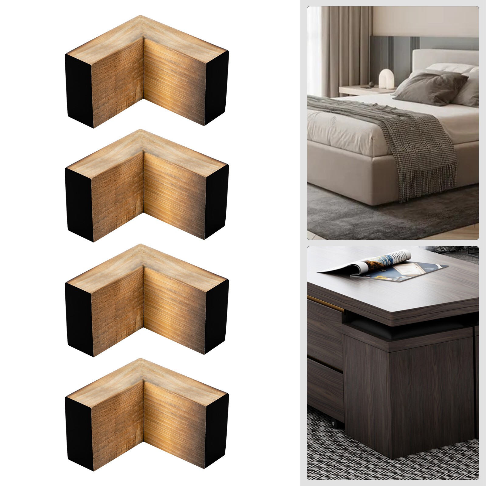 4PC 5.9*5.9''Wood Furniture Legs Wooden L shape For Furniture Coffee Table feet