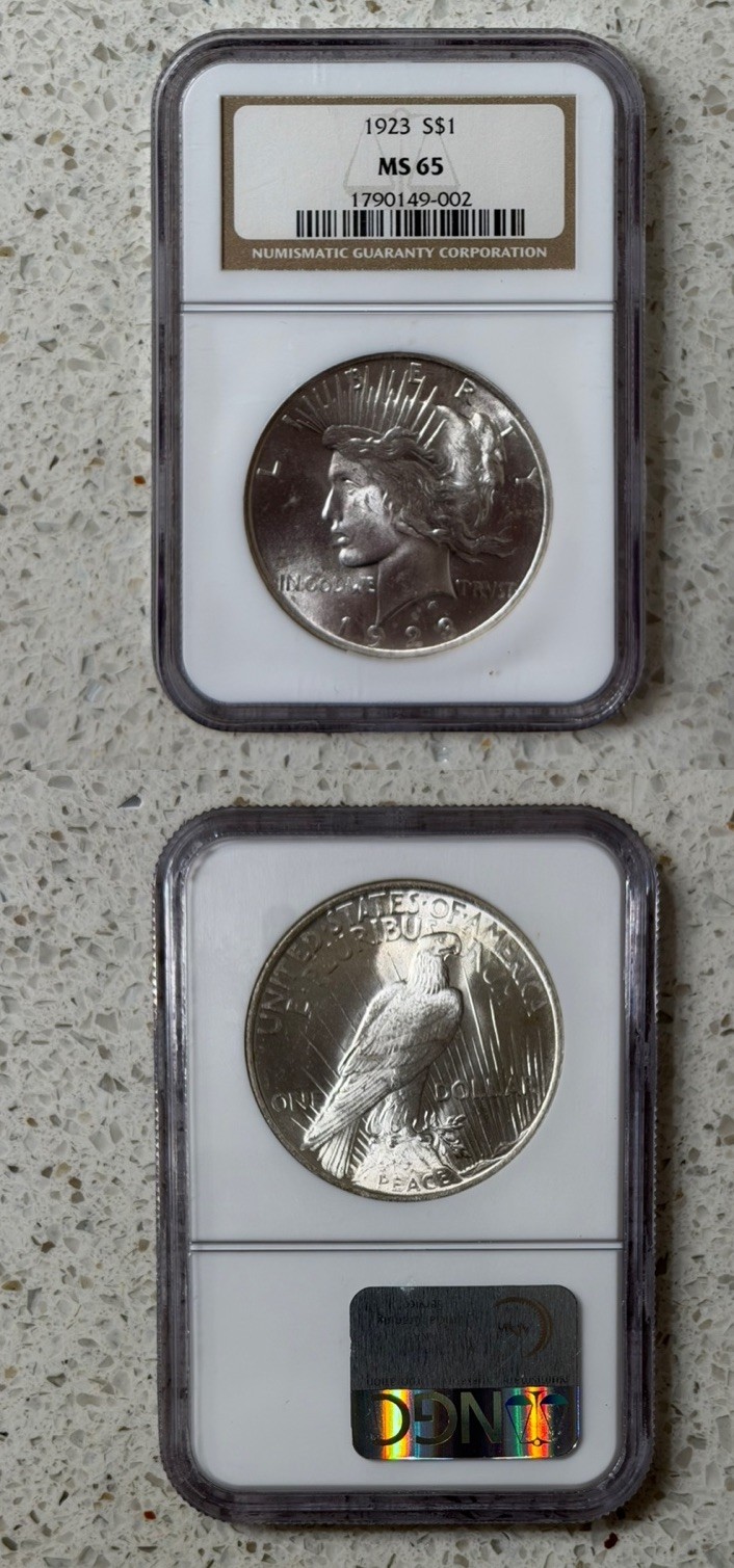 1923 Silver Peace Dollar $1 NGC MS65