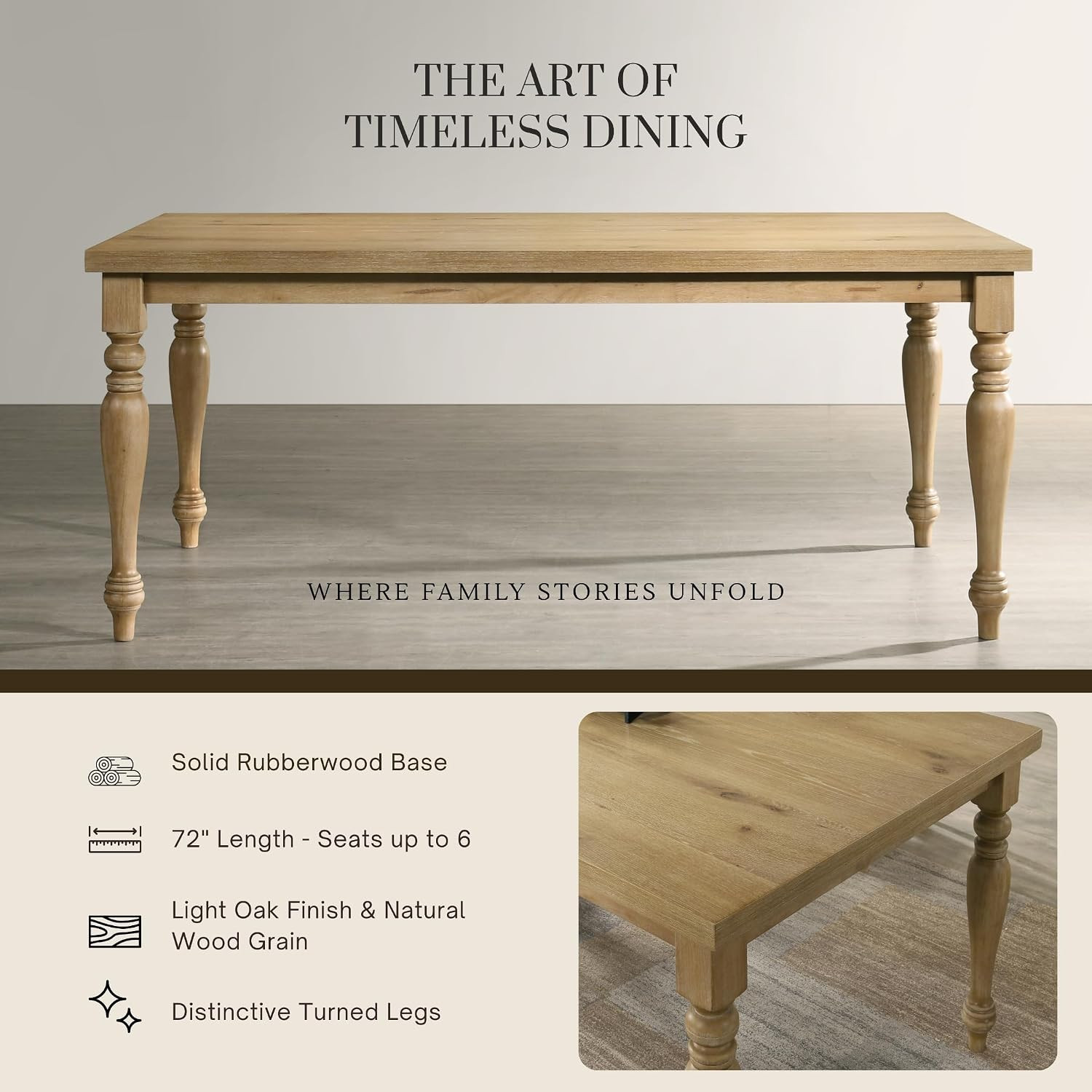 Verta 7-Piece Dining Table with 6 Cross Back Dining Chairs, Light Oak Finish