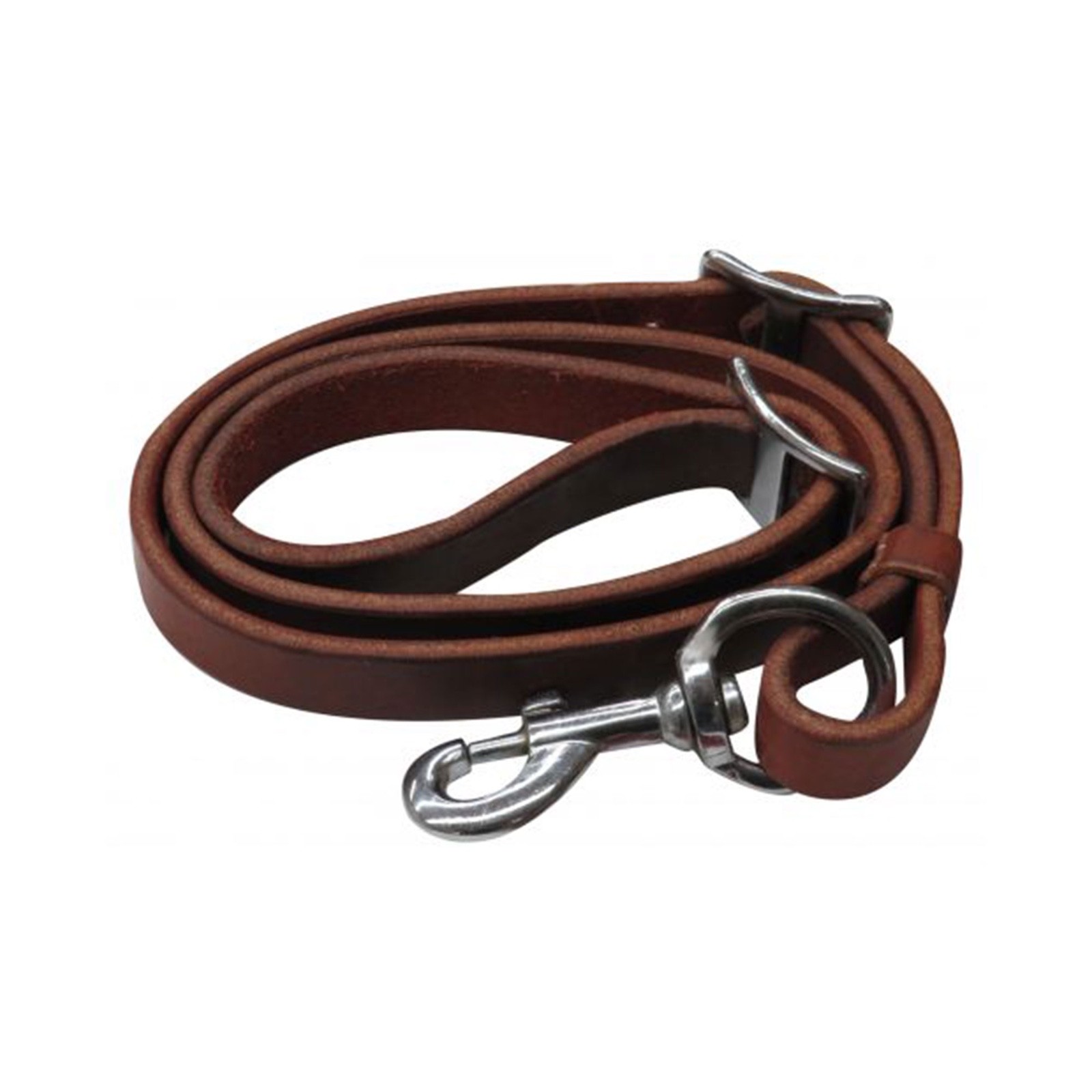 TIE DOWN STRAP 3/4" x 40" Brown Oiled Harness Leather Stainless Steel Hardware