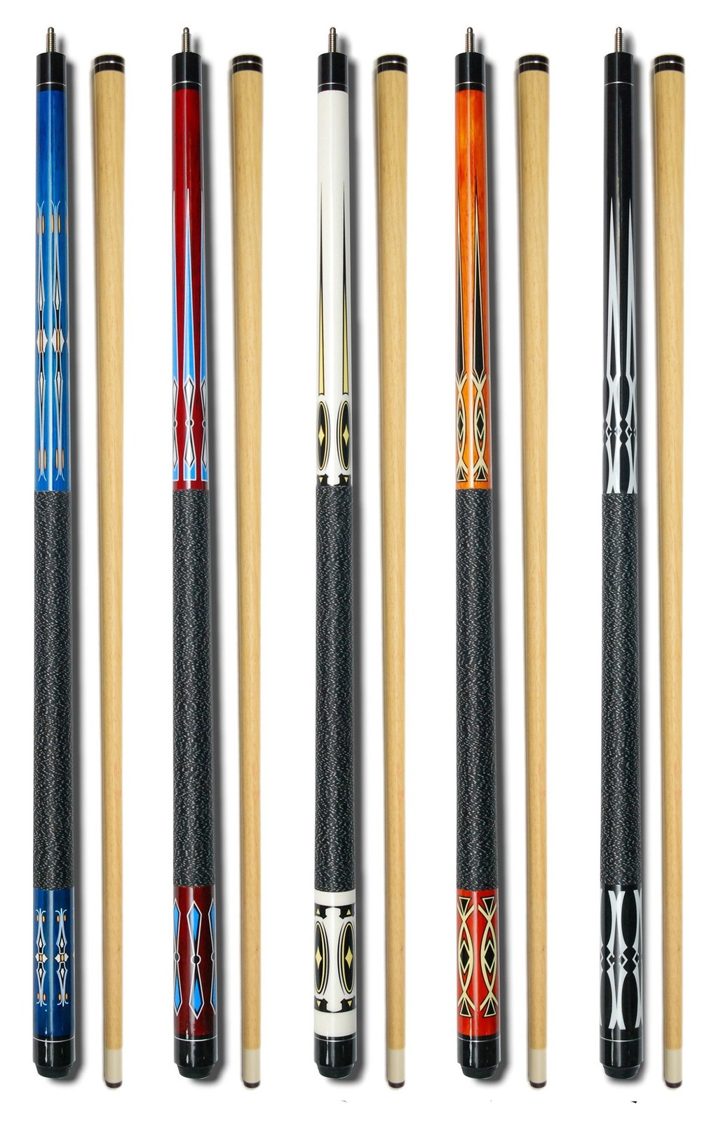Set of 5 Pool Cues Billiard House Bar Pool Cue Sticks GJ-1~GJ-5