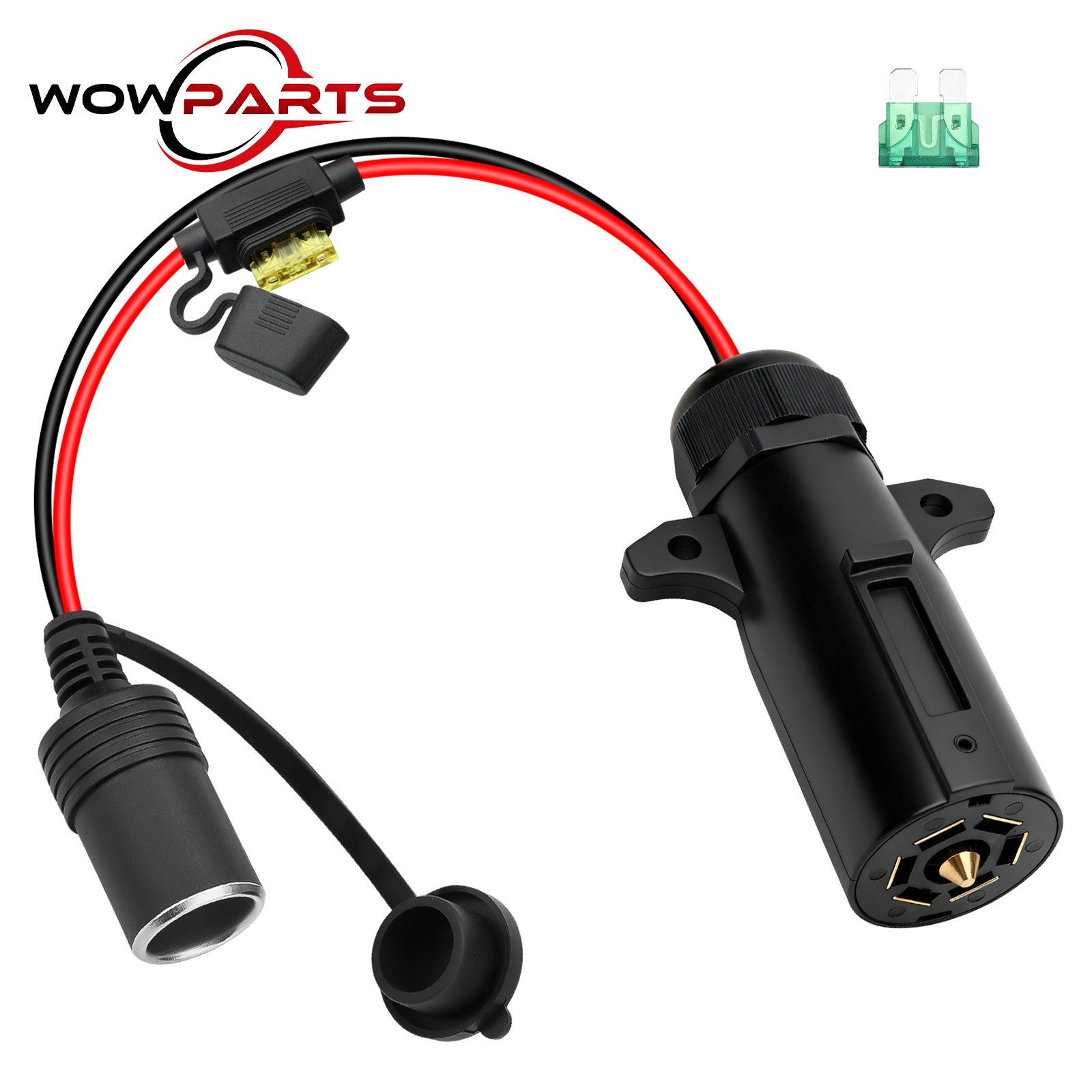 7 Pin Trailer Plug to 12V Cigarette Lighter Socket Adapter 12AWG RV Power Cable