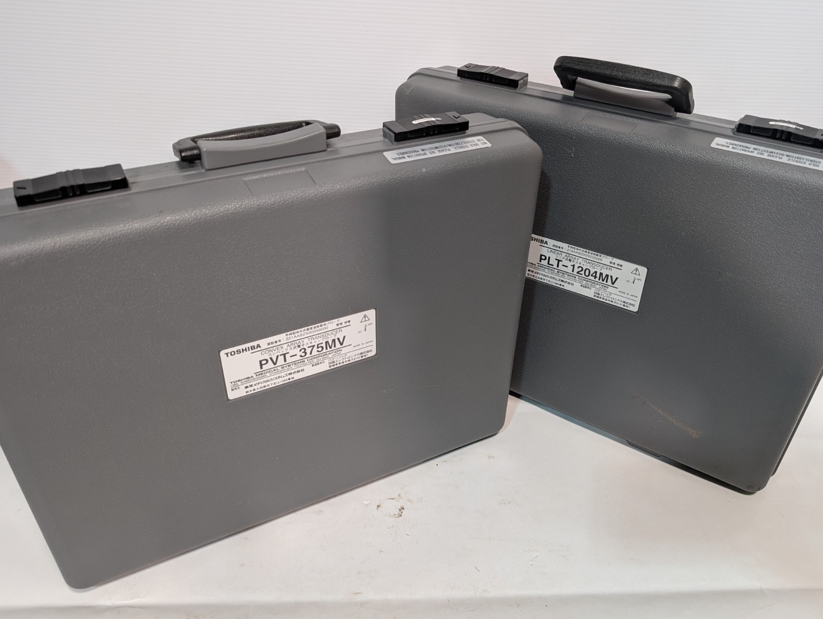 Pair of Toshiba Carrying Cases for PLT-1204MV and PVT-375MV Ultrasound Probes