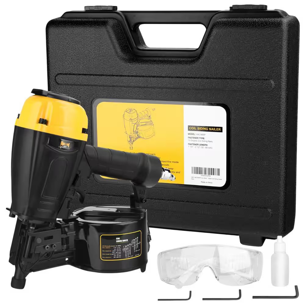 2-1/2 In. 15° Coil Siding Nailer with Magnesium Housing for Plastic or Wire Coll
