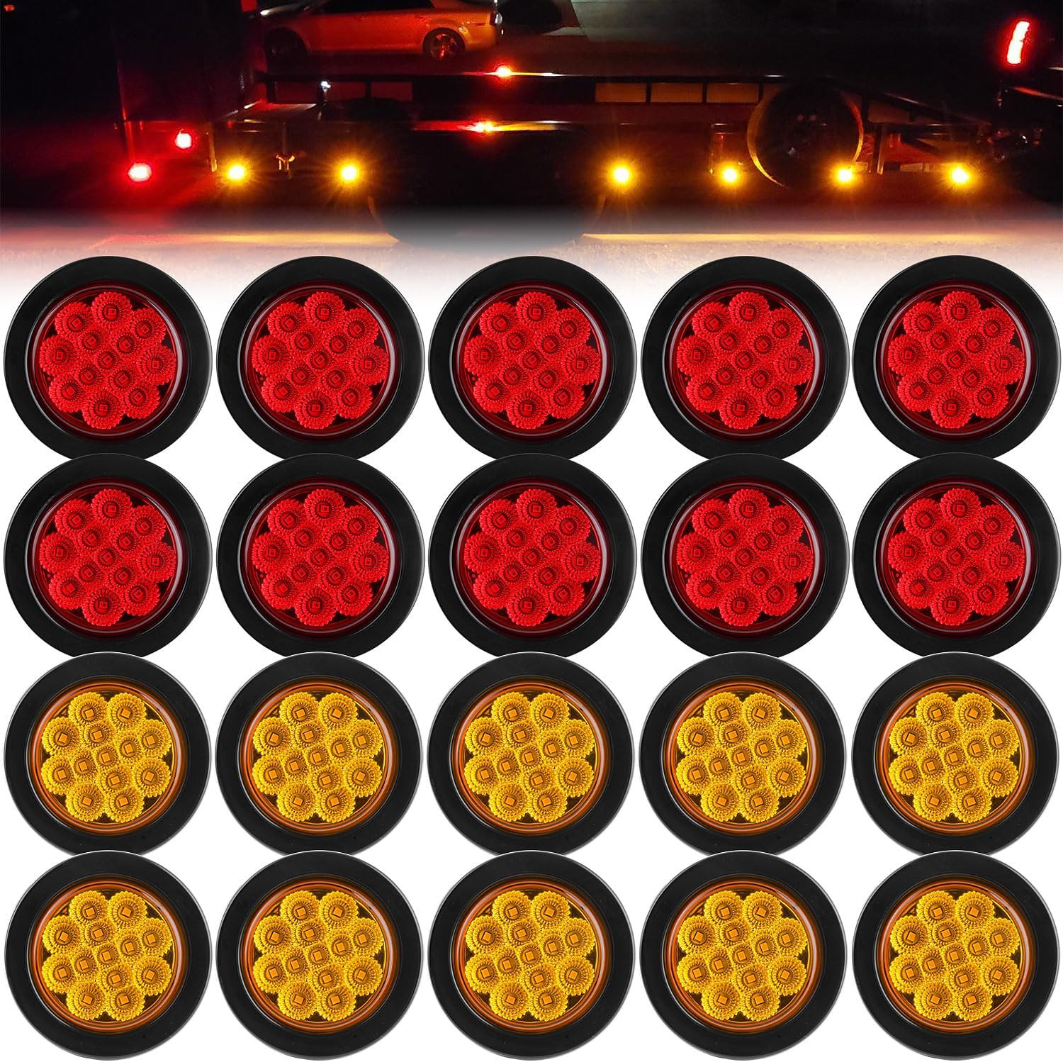 20 Pcs 2.5'' Inch round Led Clearance and Side Marker Lights 13 LEDS W/Reflector