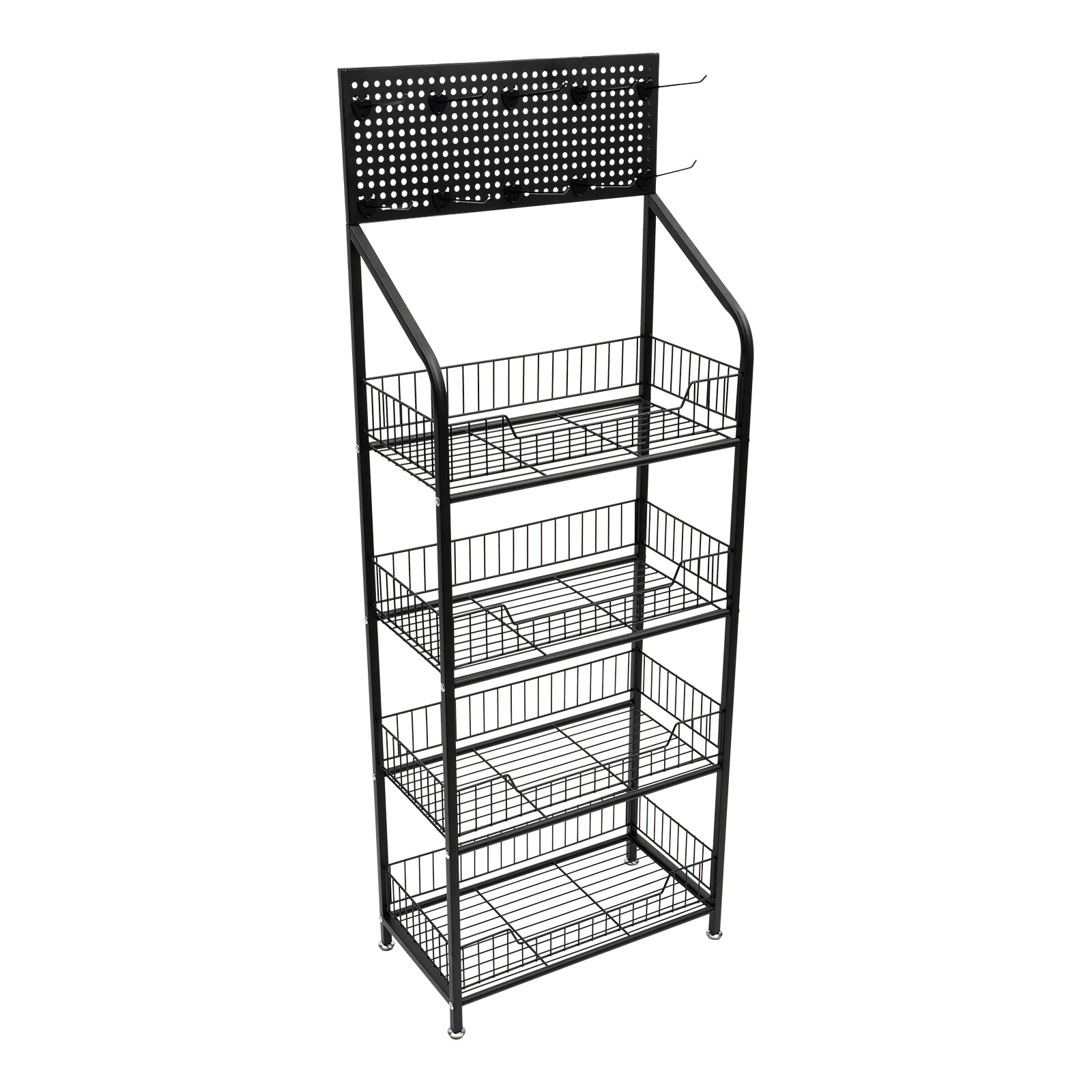 4 Tier Retail Display Rack Snack Candy Display Organizer Stand With 10 Hooks