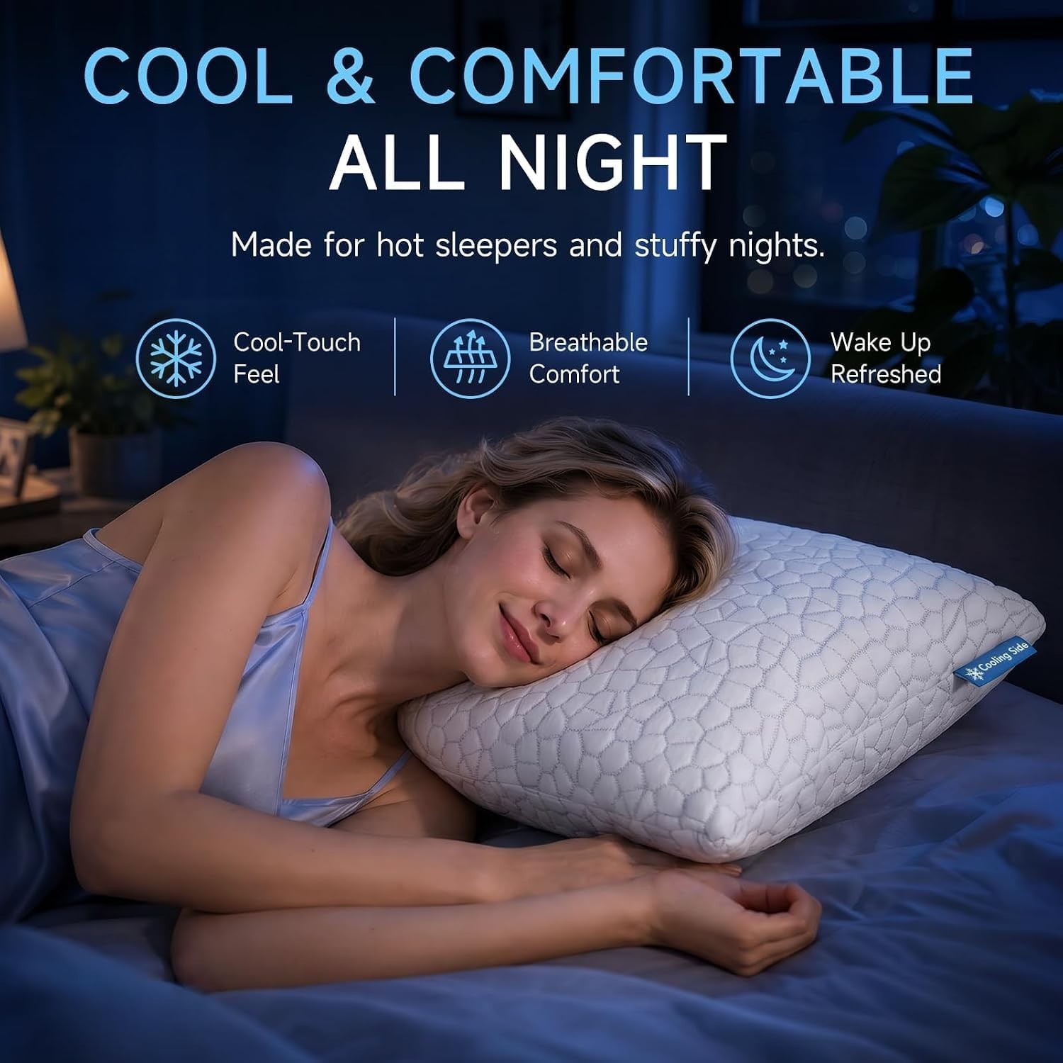 Cooling Pillow for Sleeping Adjustable Memory Foam Bed Pillow with Removable ...