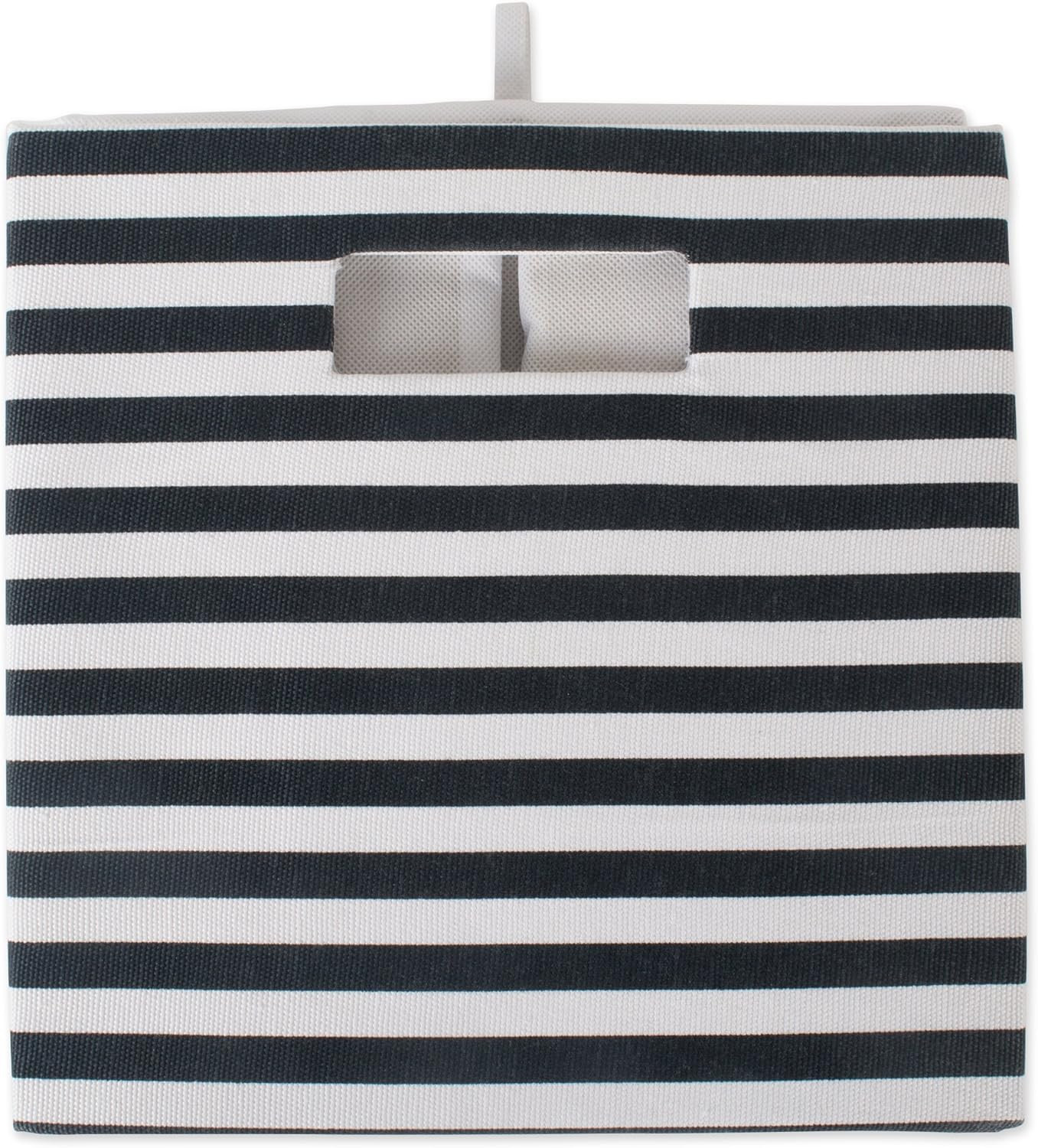 Collapsible Polyester Storage Cube, Pinstripe, Black, Large