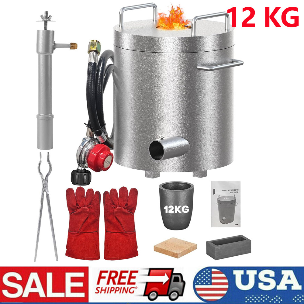 12KG Propan Melting Furnace Kit with Crucible & Tongs Scrap Metal Forges 2700℉