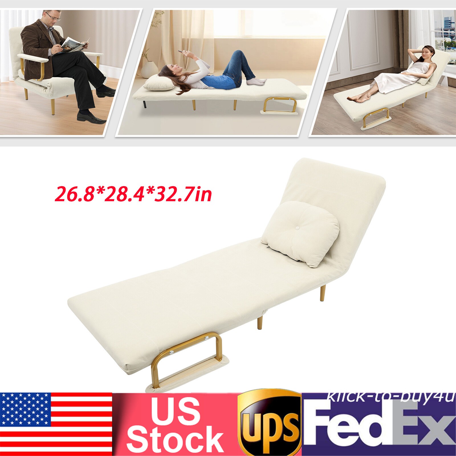 68x190cm Rust-proof Folding Sofa Bed Sofa Chair Bed Convertible Sofa Bed