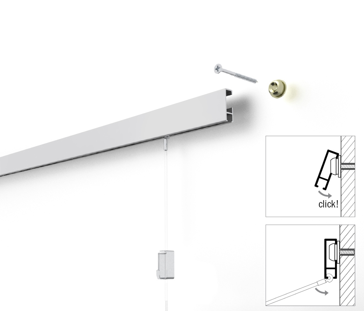 Shades Cliprail Picture Hanging System- Complete with hooks and cords