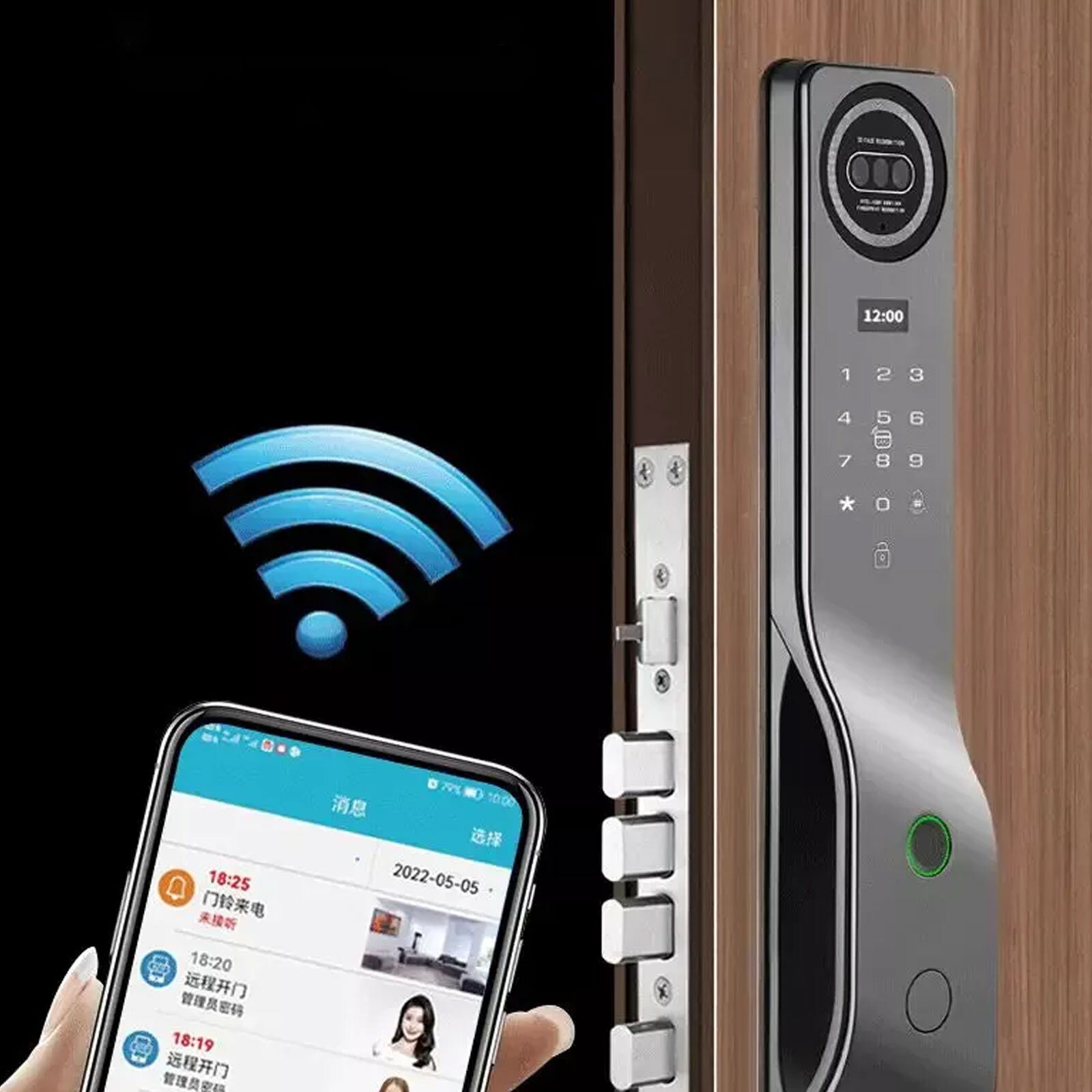 Fingerprint Face Smart Lock Tuya Wifi Keyless Intercom Palm Vein Auto Door Loc