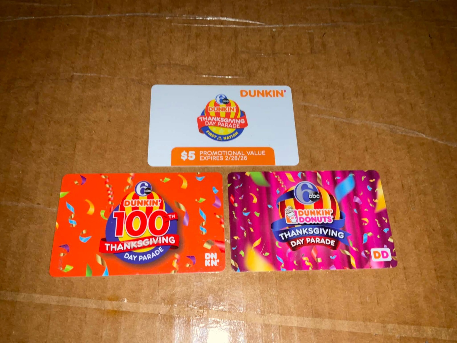 DUNKIN DONUTS CARD PHILADELPHIA THANKSGIVING PARADE 2019-2021-2025