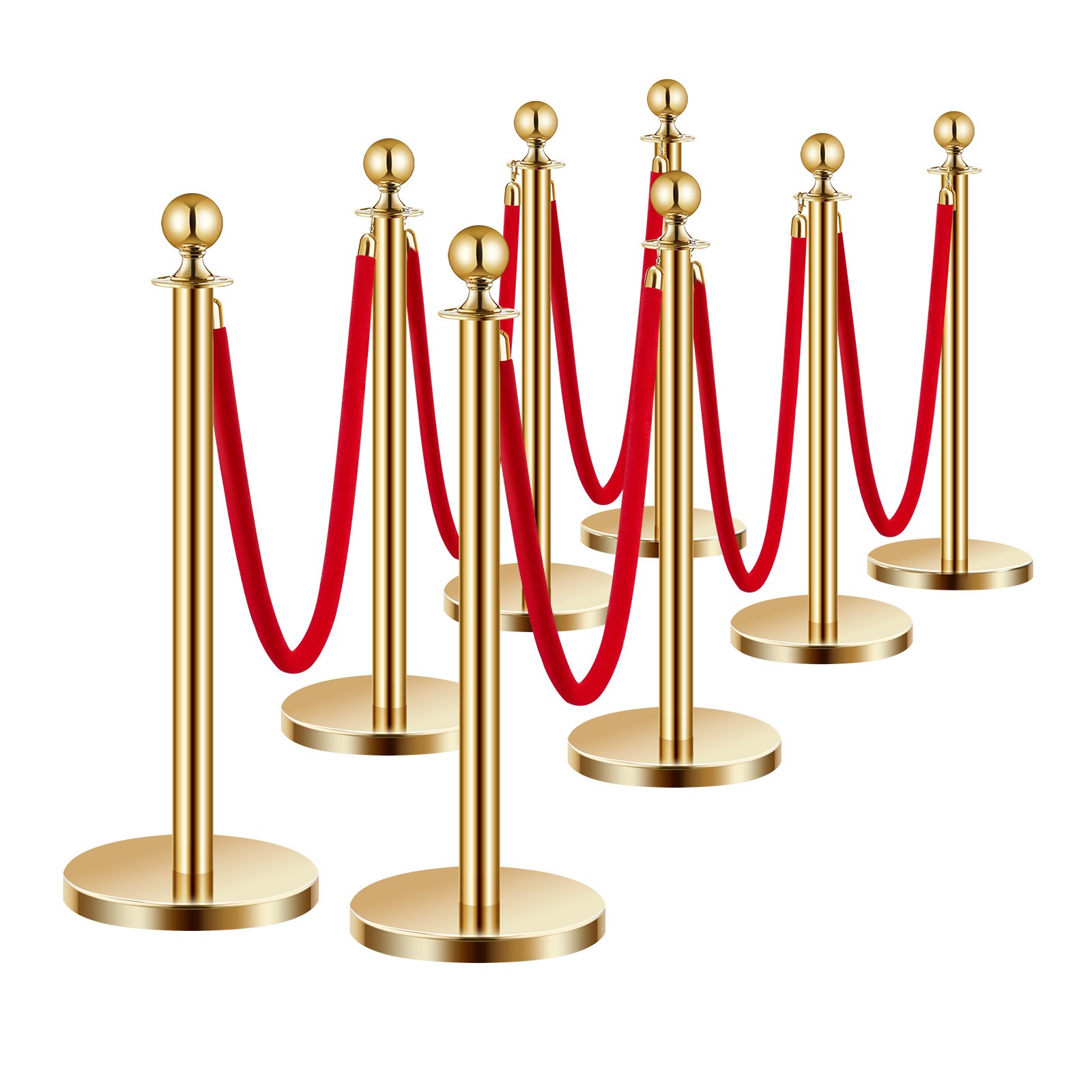 VEVOR 8Pcs Stanchion Post Queue Barrier Crowd Control Sand Injection Base Gold