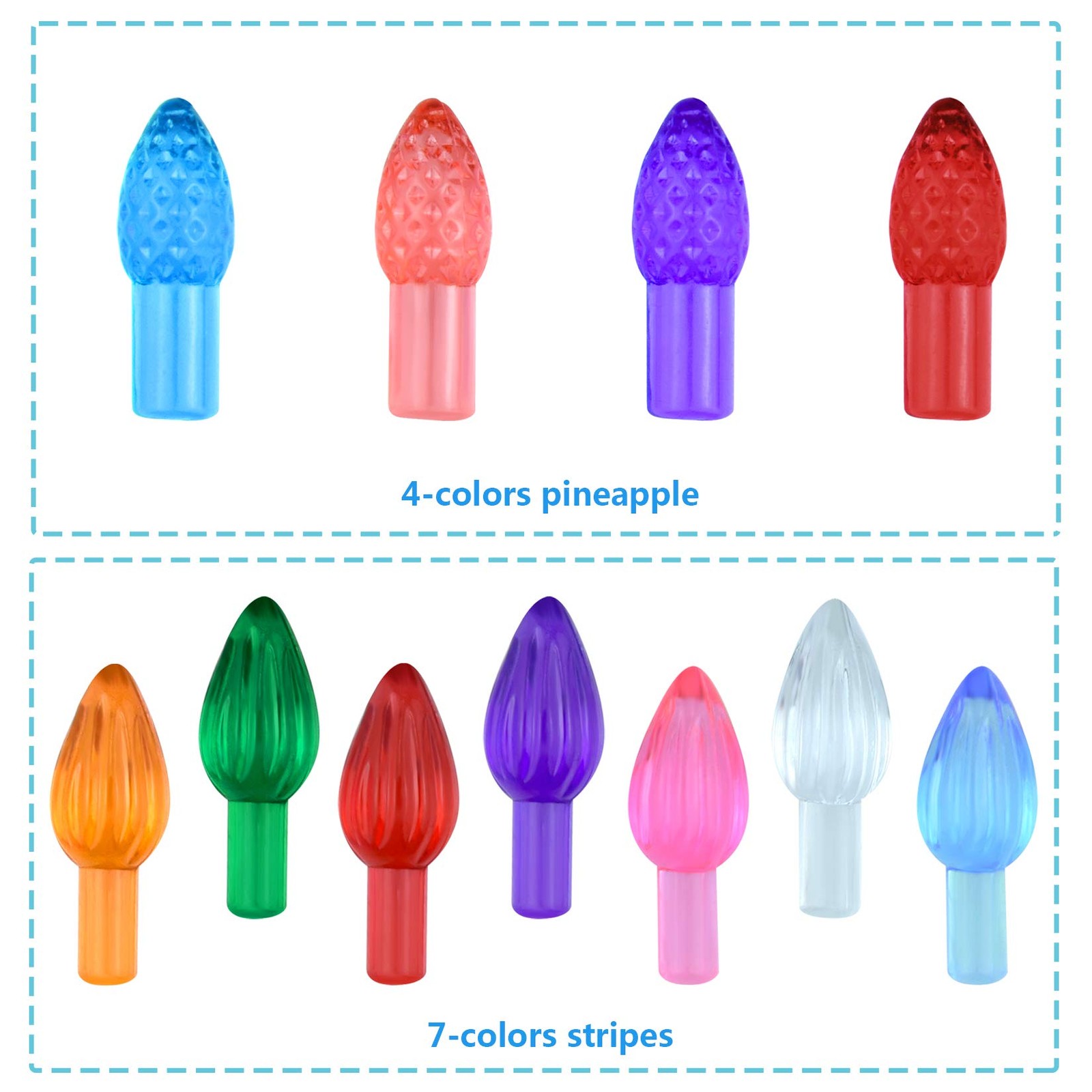 Tongcloud 300pcs Replacement Lights Bulbs for Ceramic Small, Colorful