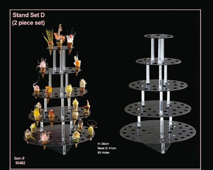La Rose Noire 5 Level Cone, Appetizer, Dessert Display 2 piece Set D