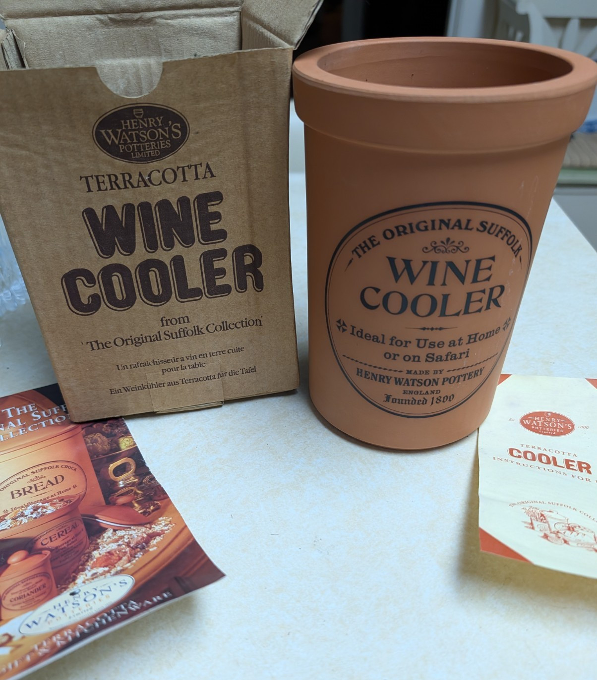 NOS Original Suffolk Terra Cotta Clay Wine Cooler Henry Watson Pottery England