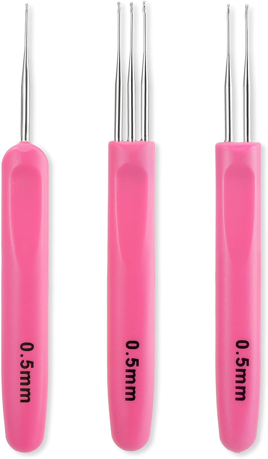 3-Pack Dreadlock Crochet Hooks – 0.5mm Hair Braid Tool with Ergonomic Handles