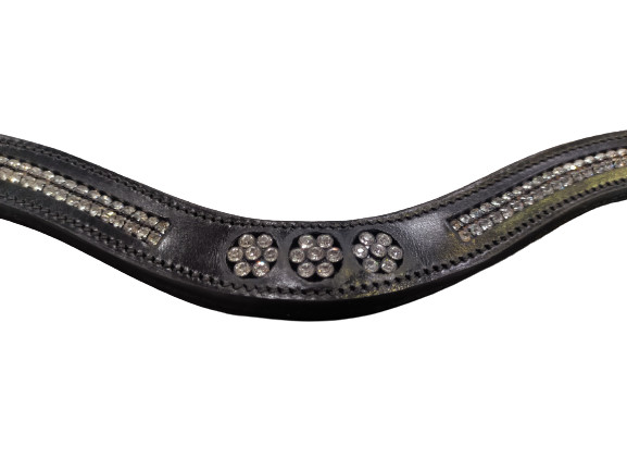 Dion Leather Browband - Flower Swarovski