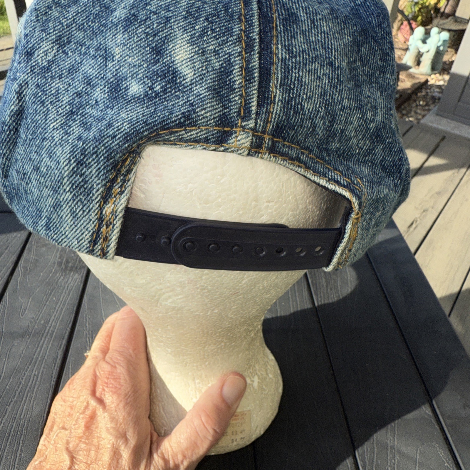 Niagara Falls in gold Script on Washed Denim 5 panel Hat Cap w Bill SnapBack