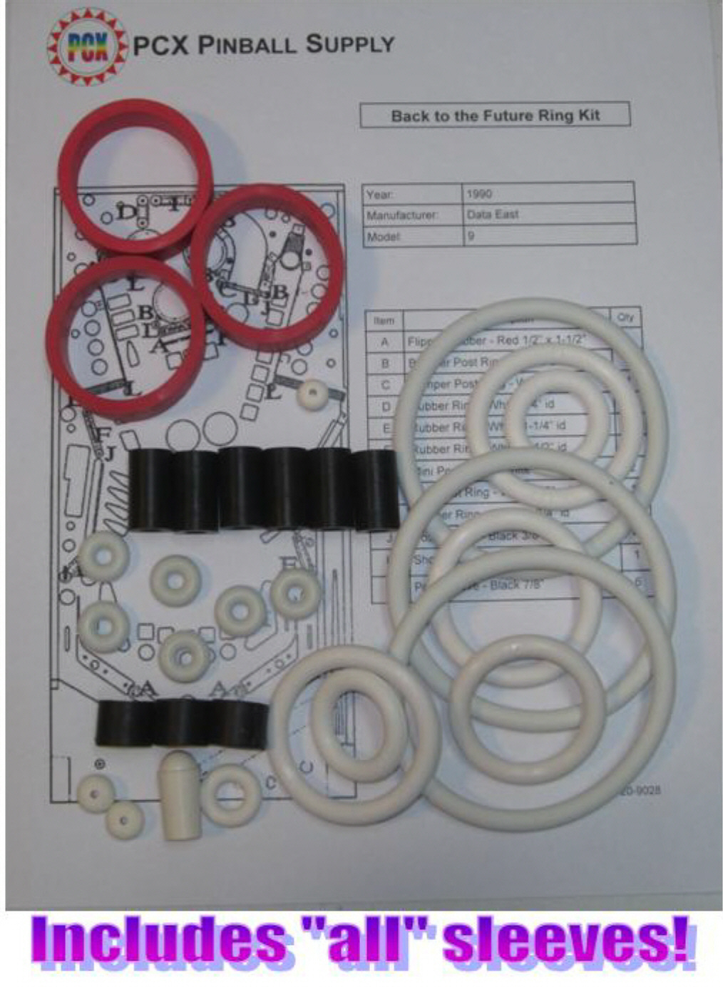 1990 Data East Back to the Future  Rubber Ring Kit