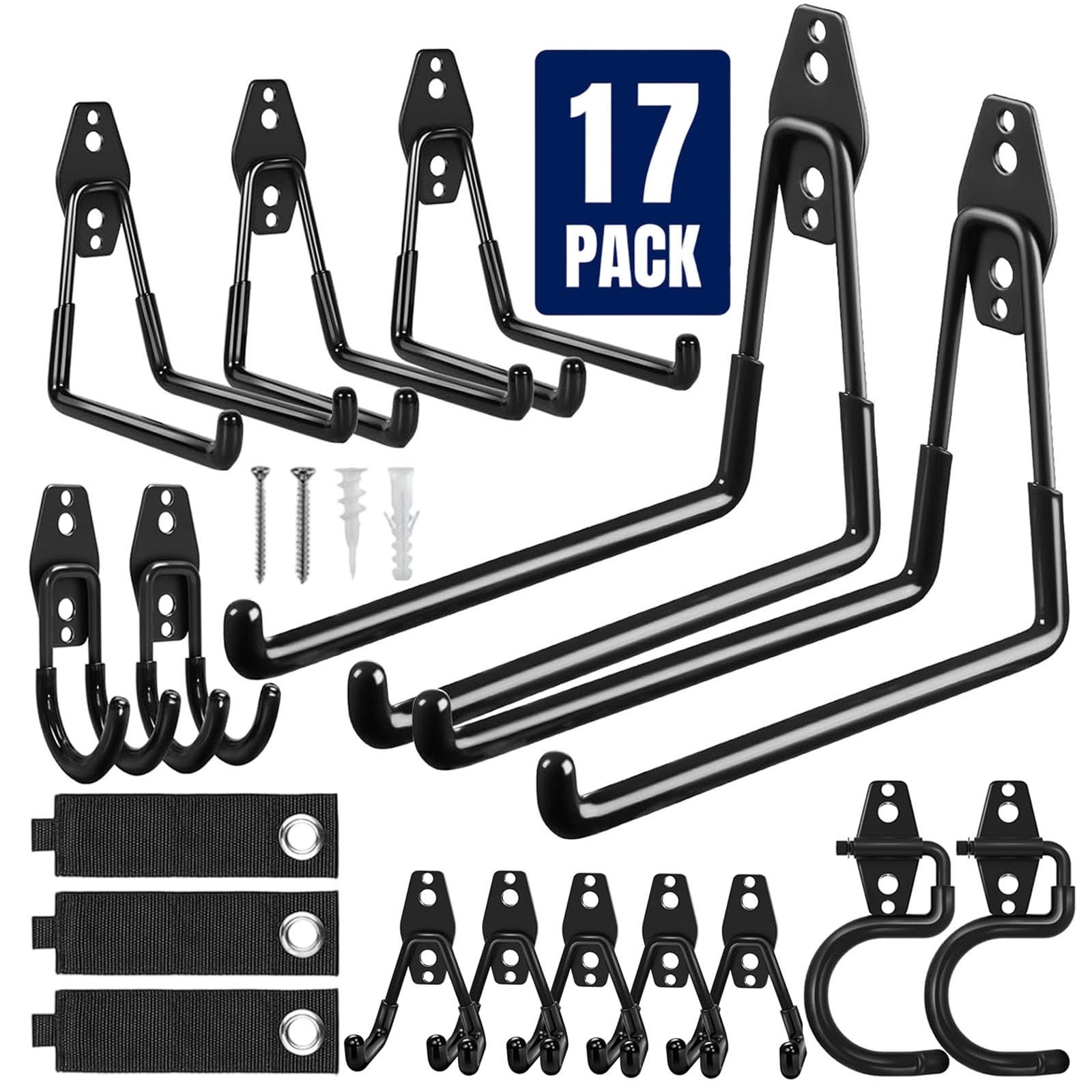 Garage Hooks Heavy Duty, 17 Pack Garage Storage Hooks with Coating Anti-Slip,...