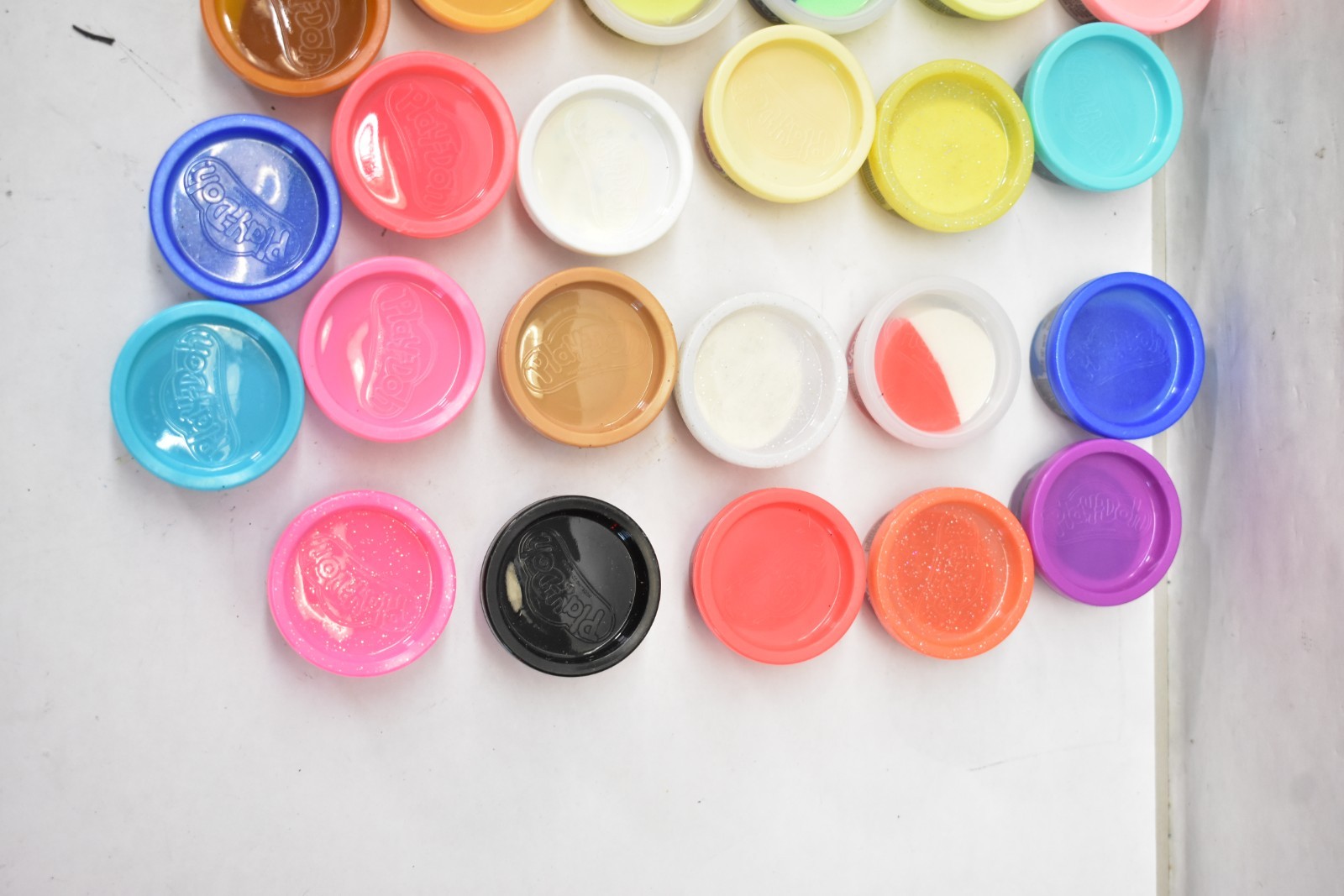 Lot of 65 Play Doh Bulk 1 oz Modeling Compound Cans Assorted Glitter/Plain/Dual