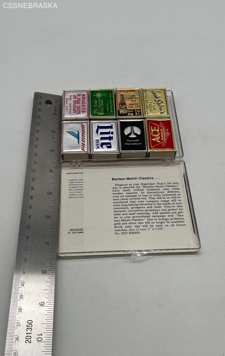 Vintage Bantam Match Classics matchboxes in a clear plastic case
