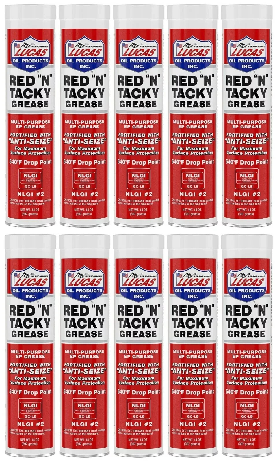 Lucas Oil 10005-30 Red N Tacky Multi-Purpose Grease 14 oz. Cartridges (Qty 10)