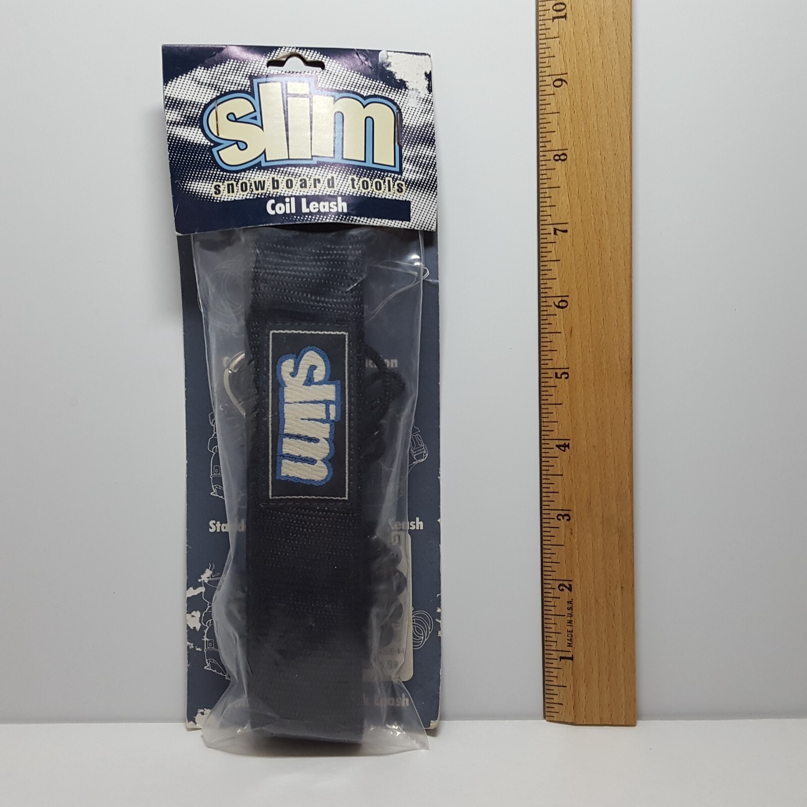 Vintage SLIM Snowboard Expanding Coil Leash - Black - Made in Canada