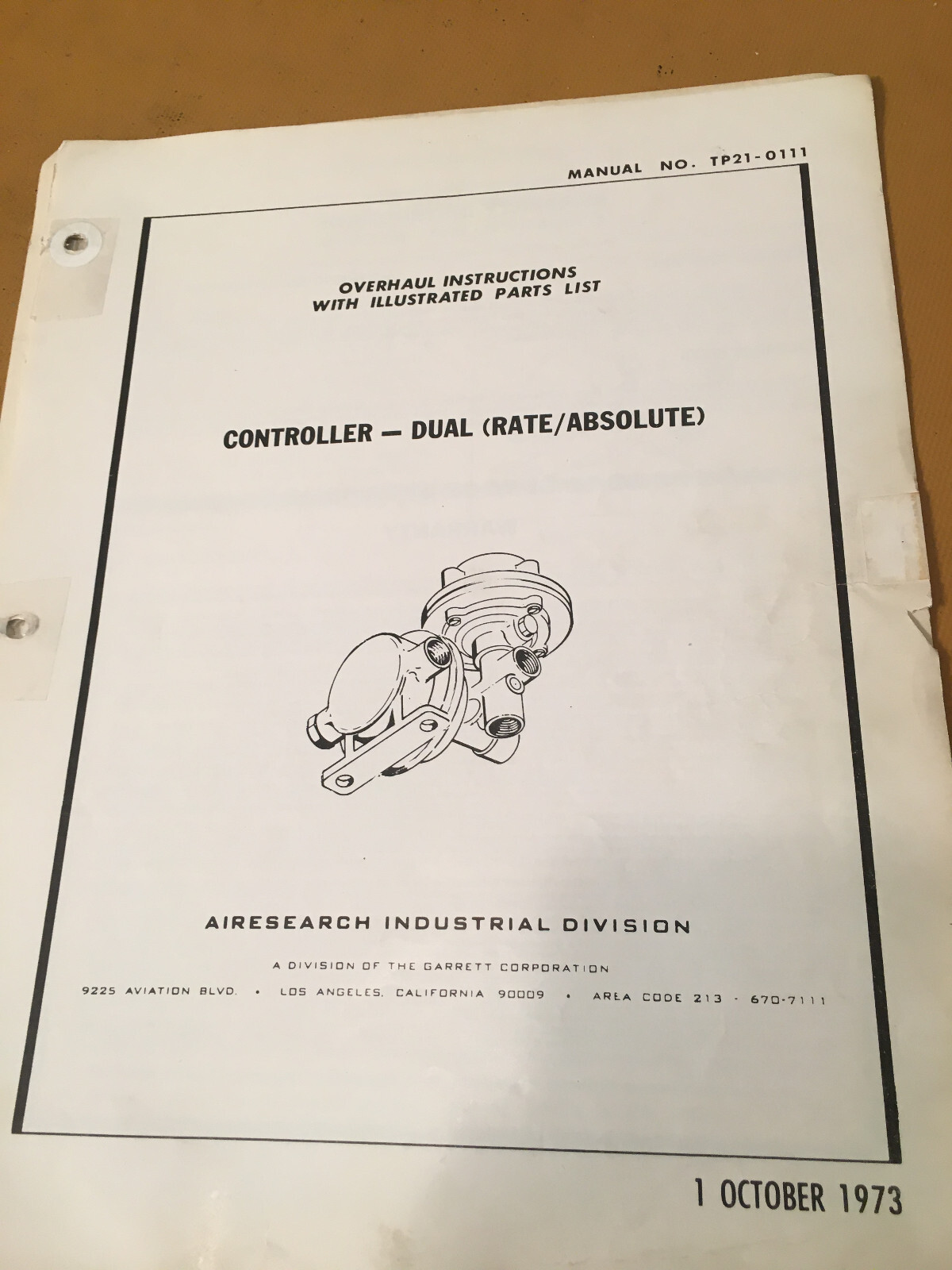 Airesearch Controller-Dual (Rate Absolute) 470782-3 Overhaul & Parts Manual