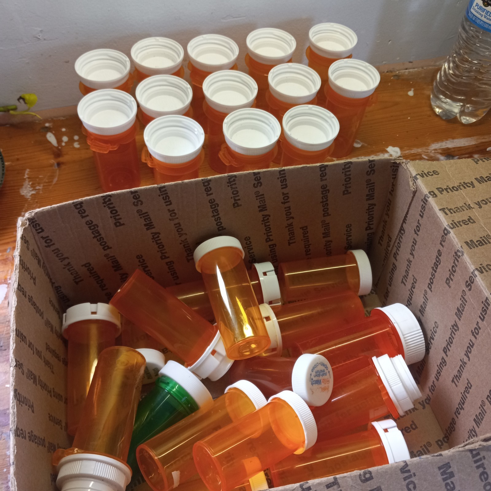 Lot 30 x Prescription Rx Pill Bottles Empty Amber Craft Storage Mixed Sizes