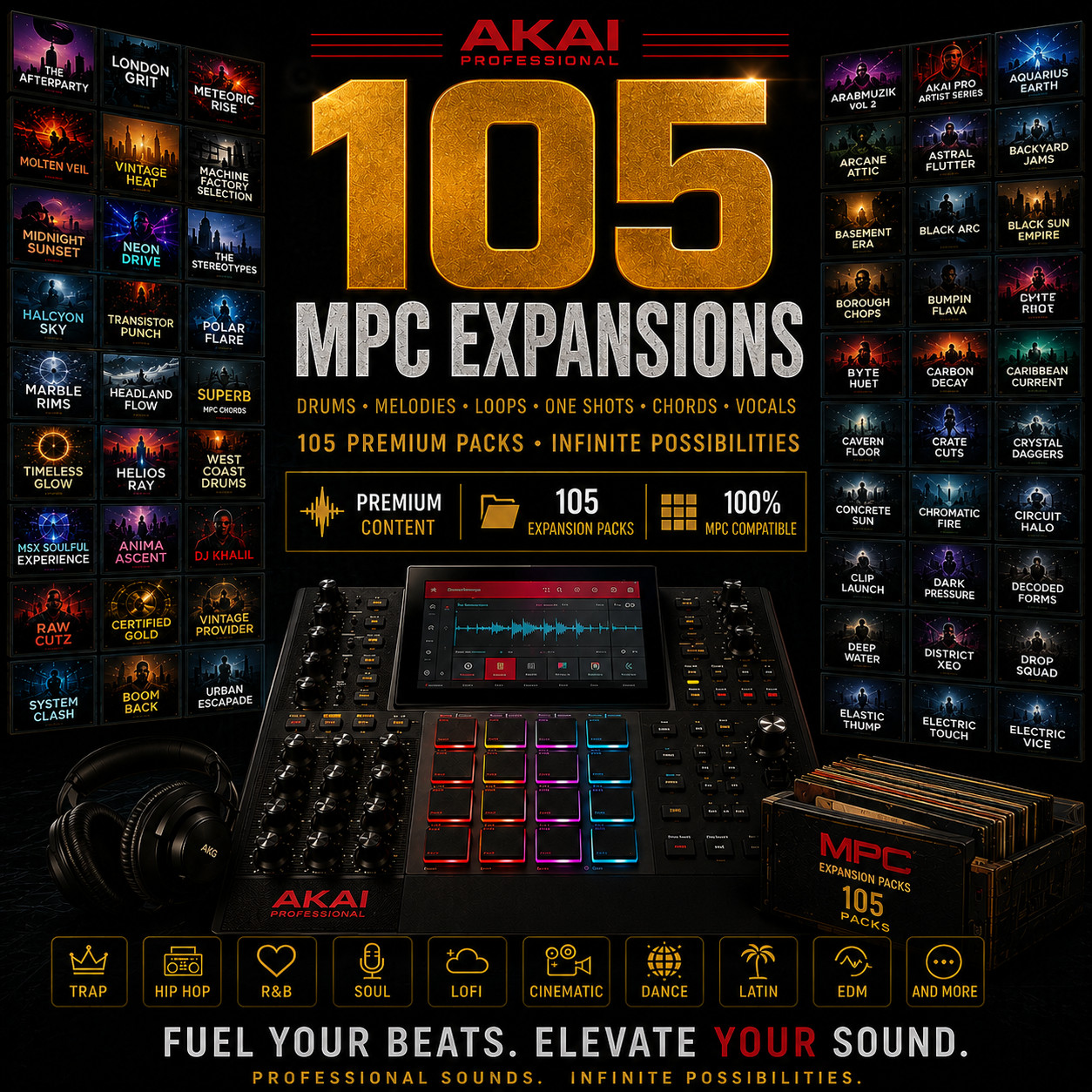 105 MPC AKAI Expansion Packs  52GB On SD Card Plug Play Start Making Beats