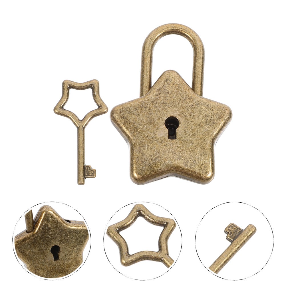 2 Sets Star Shaped Locks Five-Pointed Star Shaped Padlock with Key Small Metal