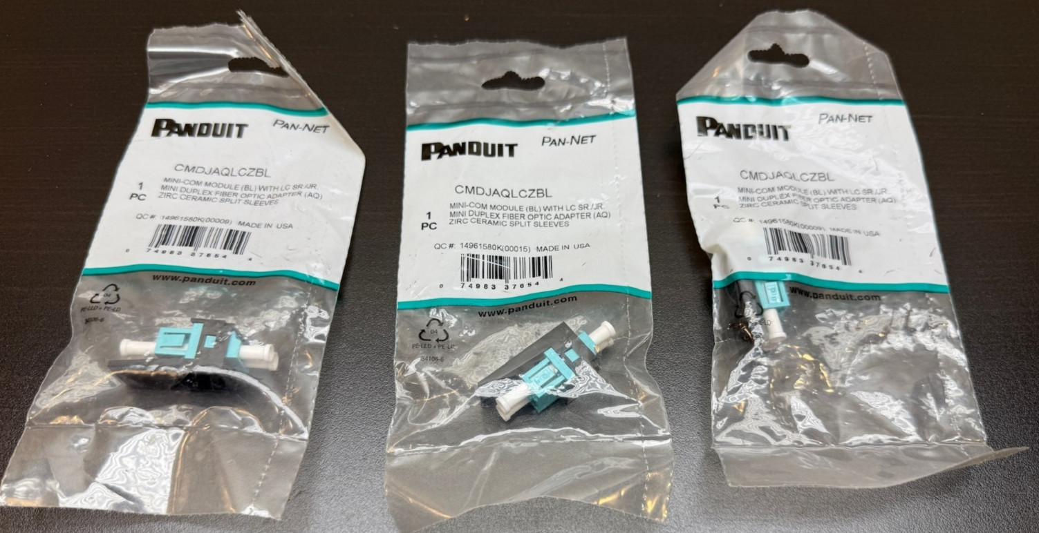 Lot of 3 New Panduit CMDJAQLCZBL Mini-Com Module (BL) WITH LC SE/JR Optic AQ