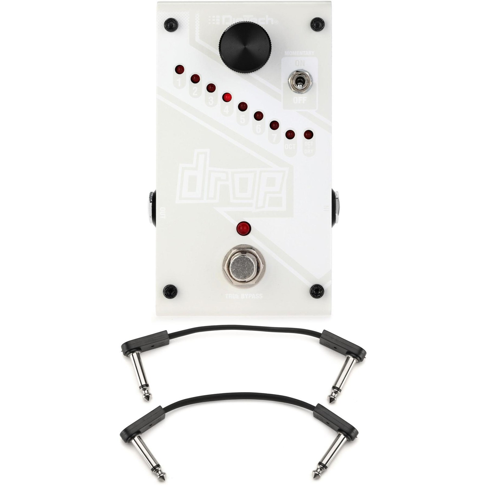 DigiTech Drop Polyphonic Drop-tune Pitch-shift Pedal with EBS Flat Patch Cables