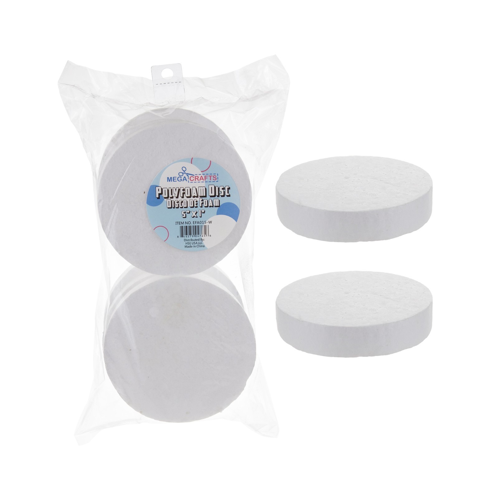 Mega Crafts 12 Pcs White Poly Craft Foam 5" Inch Disc Polystyrene Discs, Arts