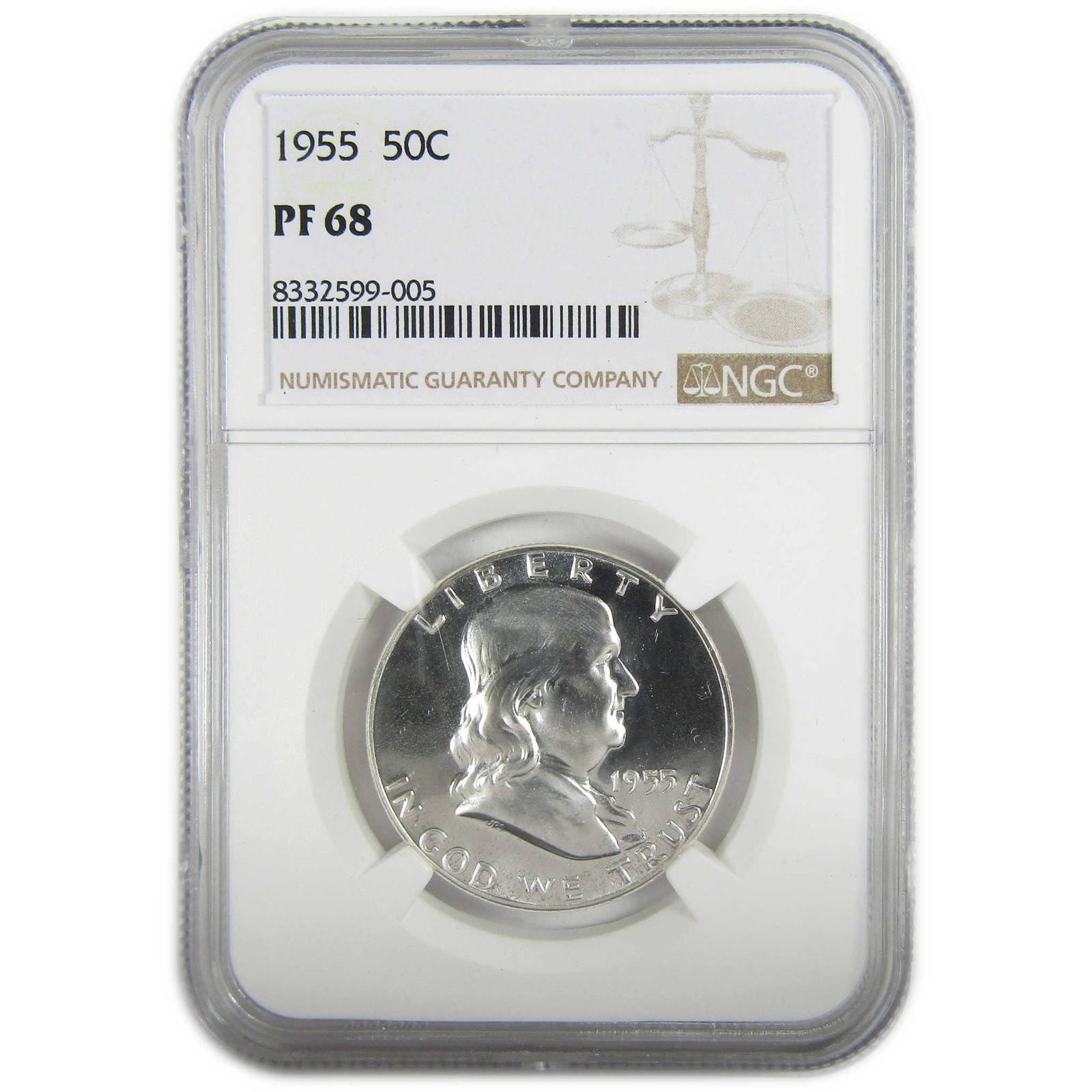 1955 Franklin Silver Half Dollar PF 68 NGC Proof 50c Coin SKU:I27407