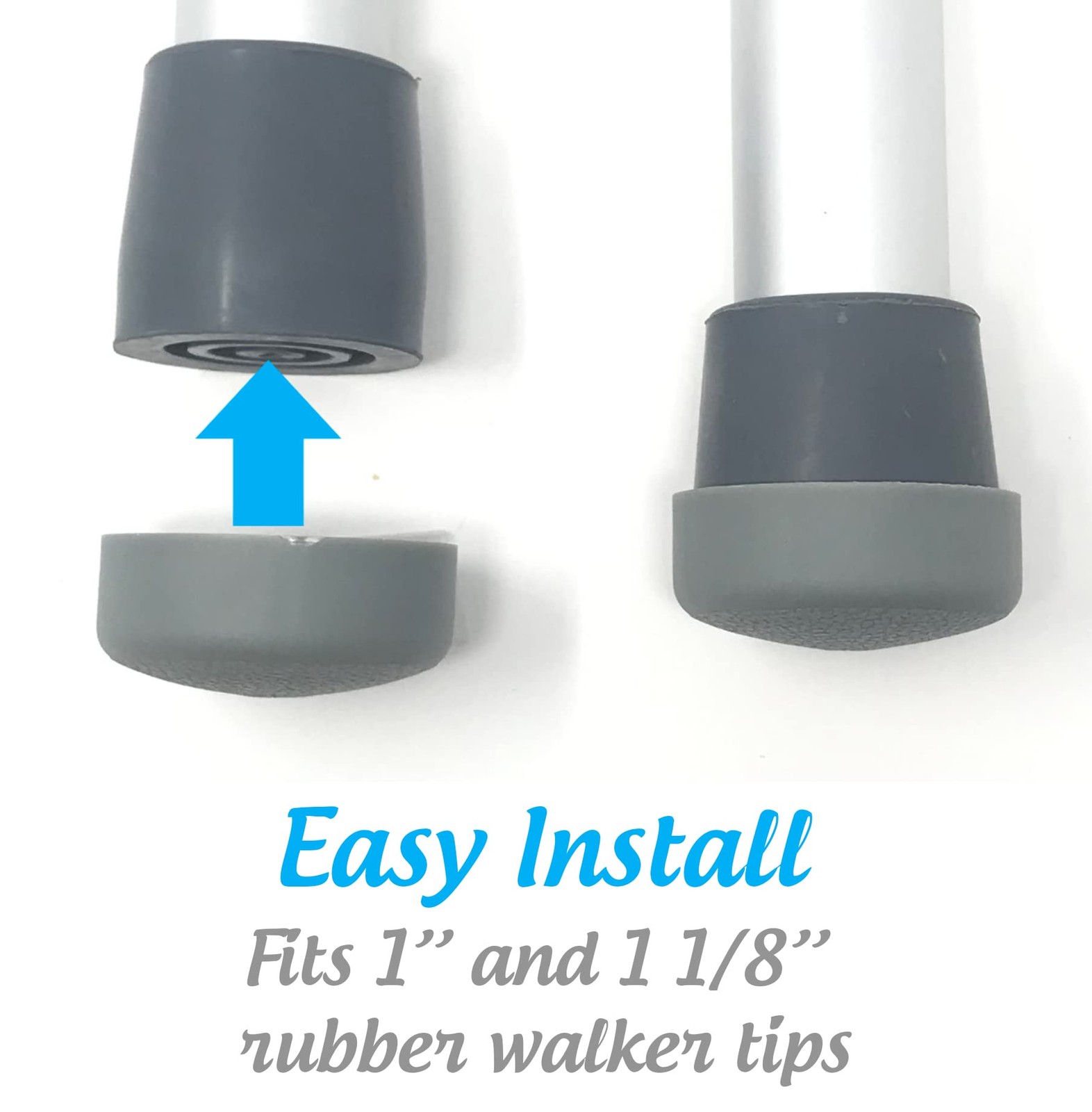 Deluxe TuffCovers Walker Glide Caps - 2 Pairs (Gray)