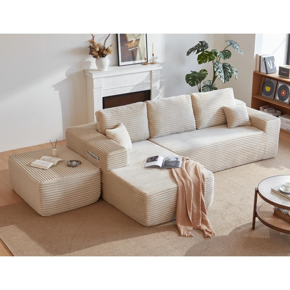 U-Shaped Sectional Sofa with Chaise Lounge, Modern Fabric Couch