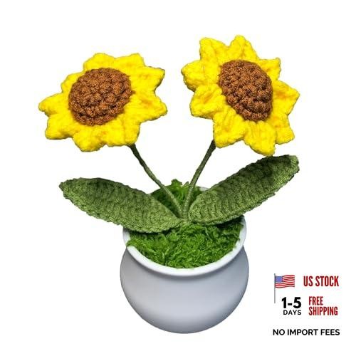 Joekaran Crochet Flowers Cute Little Potted Flower - Gift for Sunflower