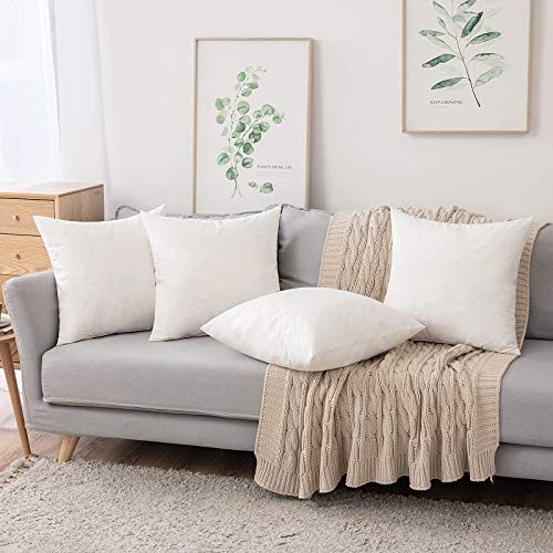 Set of 2 Decorative Throw Pillow Inserts, Down and Feather Cotton 18''x18''