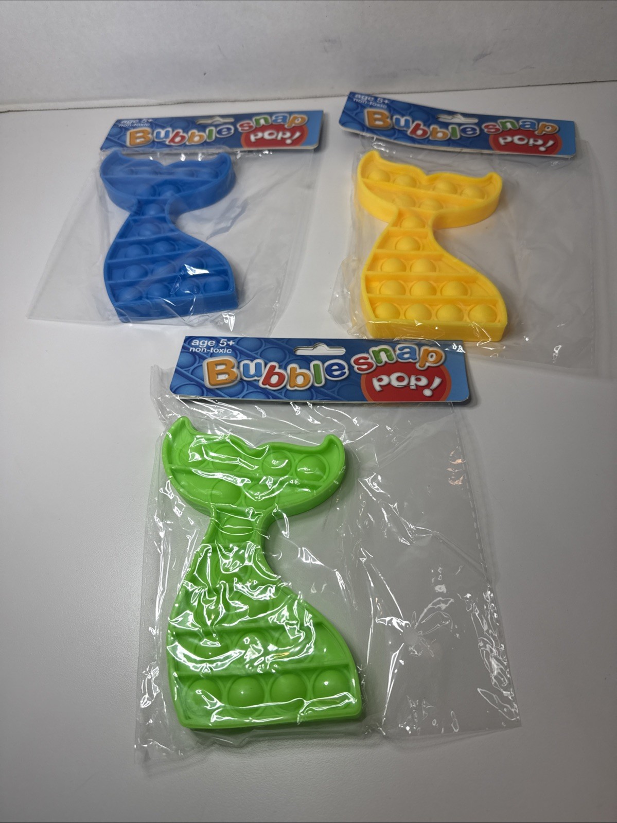 3 Large Mermaid Tail Shaped Bubble Popper Stress Relief Fidget Toy Prize Gift