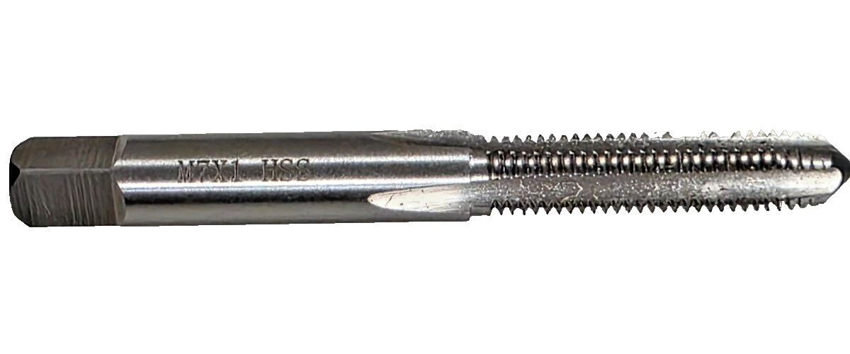 M7 X 1.0 Plug Hand Tap DWTCS7X1P Carbon Steel RH 4 Flute Metric by Drill America