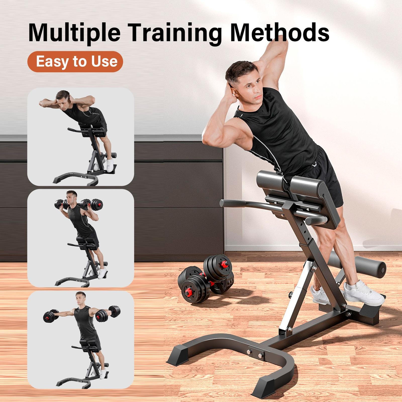 Foldable Back Extension Machine, Roman Chair, Adjustable Back Extension Machine
