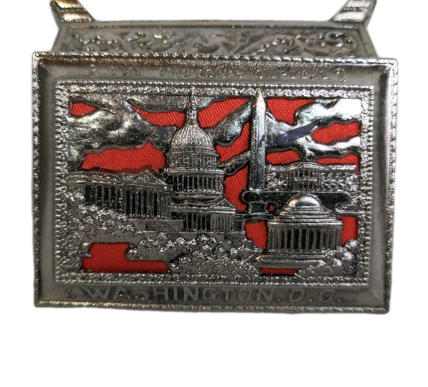Silver Trinket Box Washington D.C Red Lining VTG