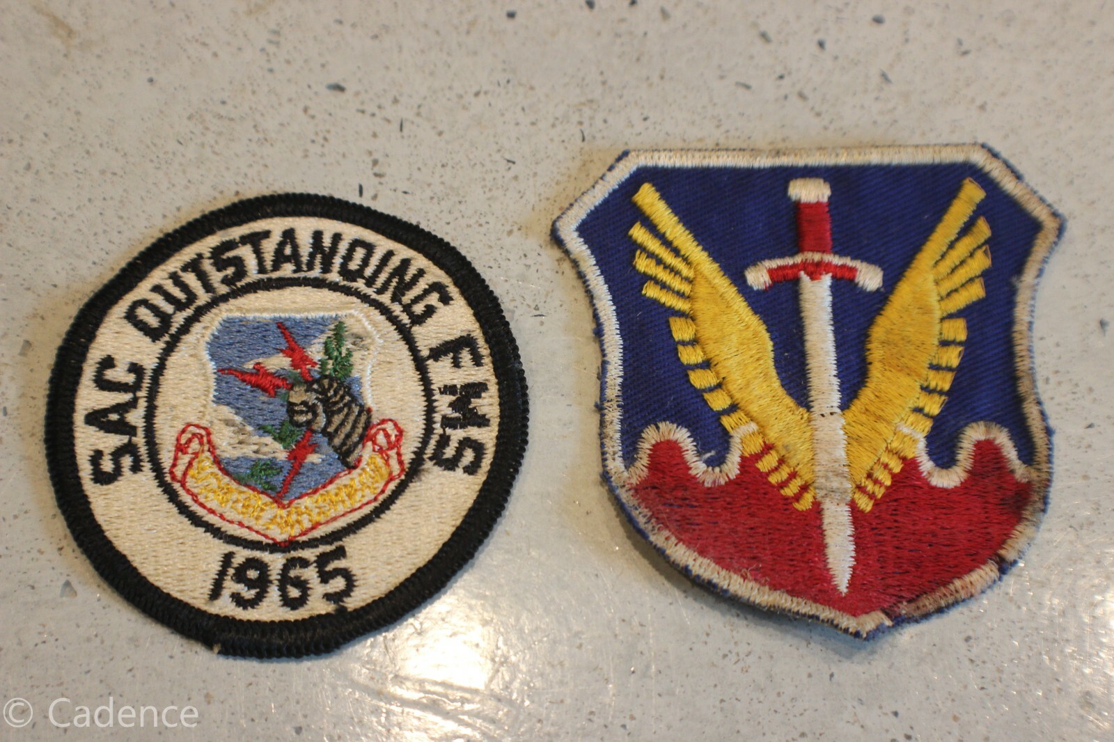US Vietnam Era Lot of 2 Squadron Patches SAC Outstanding FMS 1965 & Twill SQ435