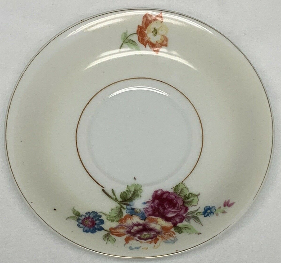 Vintage Occupied Japan Floral Saucer Dish 5 3/4”