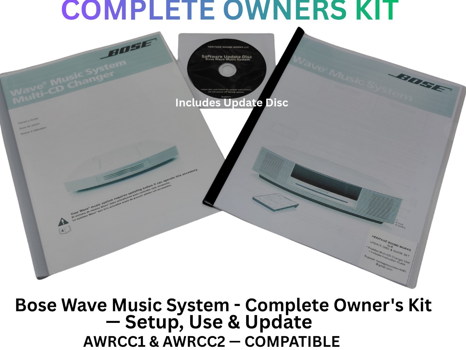 Bose Wave Music System AWRCC1 AWRCC2 Manuals + Update Disc Complete Kit