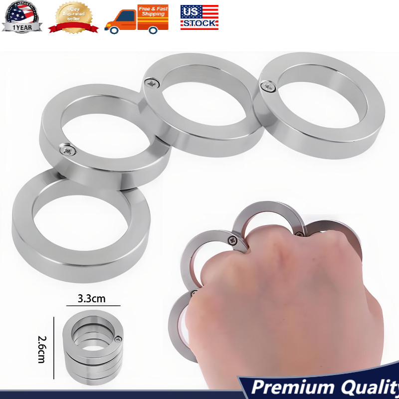 4Pc Stainless Steel Outdoor Rotatable Folding Ring Color Silver Hiking Men＆Women